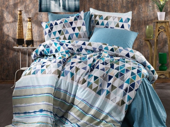 Σεντόνια Σετ 4τμχ Ναυσικά 346 Sky Navy DimCol King Size 240x270cm Βαμβάκι-Πολυέστερ