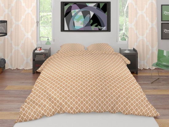 Σεντόνια Σετ 4τμχ Windows 150 Beige DimCol King Size 240x270cm 100% Βαμβάκι