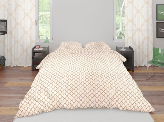 Σεντόνια Σετ 4τμχ Windows 151 White-Beige DimCol King Size 240x270cm 100% Βαμβάκι