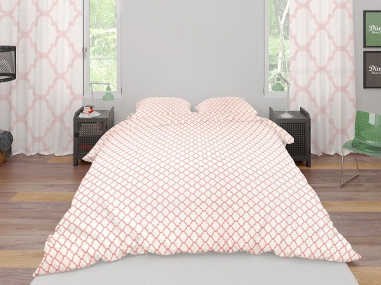 Σεντόνια Σετ 4τμχ Windows 161 White-Coral DimCol Υπέρδιπλo 220x240cm 100% Βαμβάκι