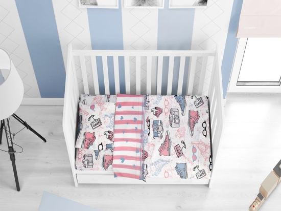 Πάπλωμα Βρεφικό All Star 131 Pink-Blue DimCol Κούνιας 100% Βαμβάκι