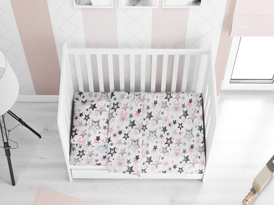 Πάπλωμα Βρεφικό Star 122 Grey-Pink DimCol 120x160cm 100% Βαμβάκι