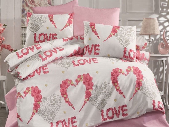 Παπλωματοθήκη Πάθος 304 White-Pink DimCol Μονό Βαμβάκι-Πολυέστερ