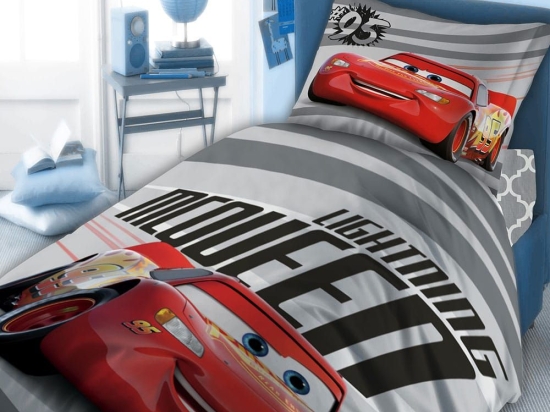 Παπλωματοθήκη Παιδική Cars 870 Σετ 2τμχ Digital Print Grey - Red DimCol Μονό 100% Βαμβάκι