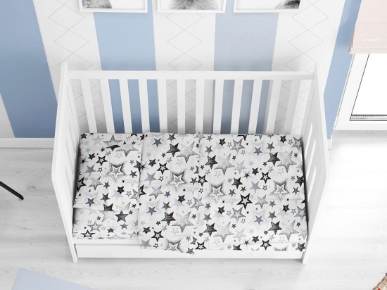 Σεντόνι Βρεφικό Star 120 Με Λάστιχο Grey DimCol Κούνιας 70x140cm 100% Βαμβάκι