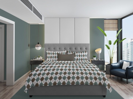 Σεντόνια Diamond 329 (Σετ 4τμχ) Petrol DimCol Υπέρδιπλo 220x240cm 100% Βαμβακερή Φανέλα