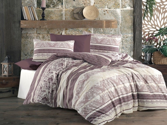 Σεντόνια Ανδρομάχη 315 Σετ 3τμχ Brown Beige DimCol Μονό Βαμβάκι-Πολυέστερ