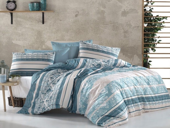 Σεντόνια Ανδρομάχη 316 Σετ 3τμχ Turquoise DimCol Μονό Βαμβάκι-Πολυέστερ