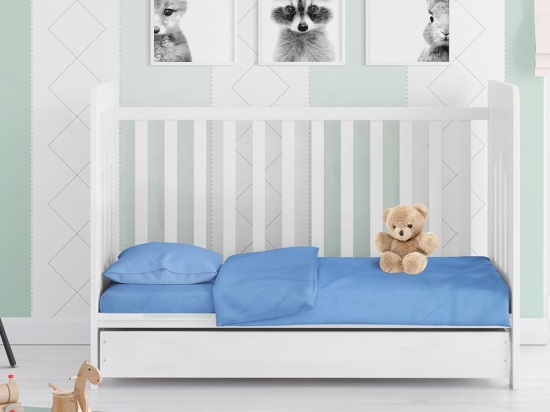 Σεντόνι Βρεφικό Solid 498 Sky Βlue DimCol Λίκνου 80x110cm 100% Βαμβάκι