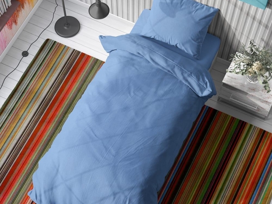 Σεντόνια Solid 498 (Σετ 3τμχ) Sky Βlue DimCol Μονό 160x240cm 100% Βαμβάκι
