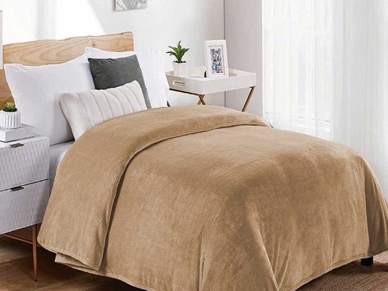 Κουβέρτα Fleece 02 Beige DimCol Υπέρδιπλo 220x240cm Πολυέστερ