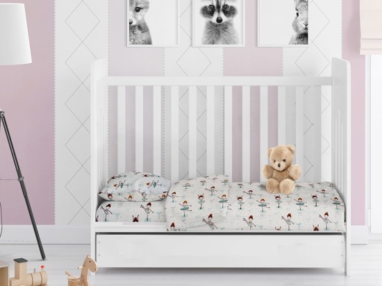 Παπλωματοθήκη Βρεφική Flannel Μπαλαρίνα 166 Green DimCol 120x160cm 100% Βαμβάκι