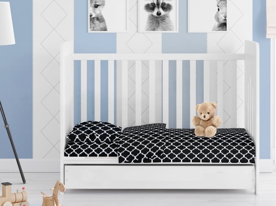 Σεντόνι Βρεφικό Windows 175 Dark Blue-White DimCol Λίκνου 80x110cm 100% Βαμβάκι