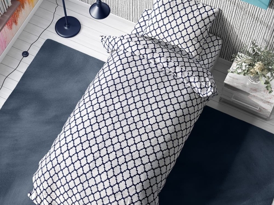 Σεντόνια Windows 176 (Σετ 4τμχ) White-Dark Blue DimCol King Size 240x270cm 100% Βαμβάκι