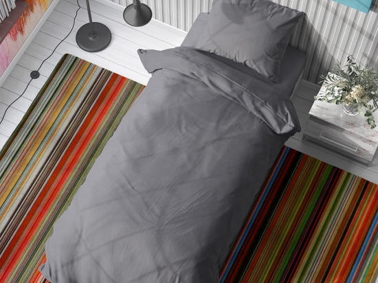 Σεντόνια Solid (Σετ 4τμχ) 495 Dark Grey DimCol Υπέρδιπλo 220x240cm 100% Βαμβάκι