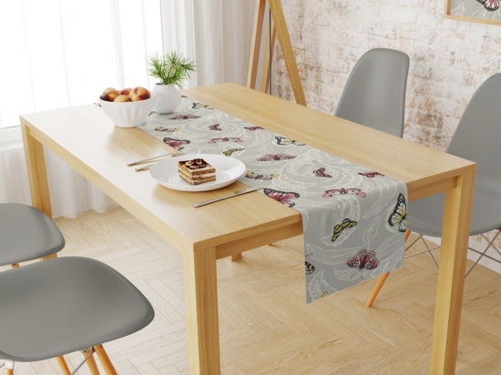 Τραβέρσα Αλέκιαστη Butterfly 451 Grey DimCol 40Χ180 40x180cm Βαμβάκι-Πολυέστερ
