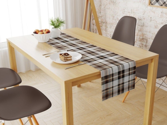 Τραβέρσα Αλέκιαστη Tartan 491 Beige DimCol 40Χ180 40x180cm Βαμβάκι-Πολυέστερ