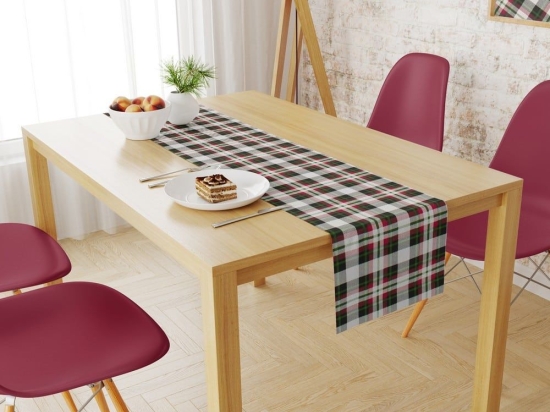 Τραβέρσα Αλέκιαστη Tartan 493 Red-Green DimCol 40Χ180 40x180cm Βαμβάκι-Πολυέστερ