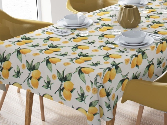 Τραπεζομάντηλο Αλέκιαστο Lemon 457 White-Yellow DimCol 140X180 140x180cm Βαμβάκι-Πολυέστερ