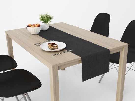 Τραβέρσα Αλέκιαστη Panama Black DimCol 40Χ180 40x180cm Βαμβάκι-Πολυέστερ