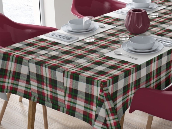 Τραπεζομάντηλο Με Τραβέρσα Tartan 493 (Σετ 2τμχ) Red-Green DimCol 140Χ220 140x220cm Βαμβάκι-Πολυέστερ