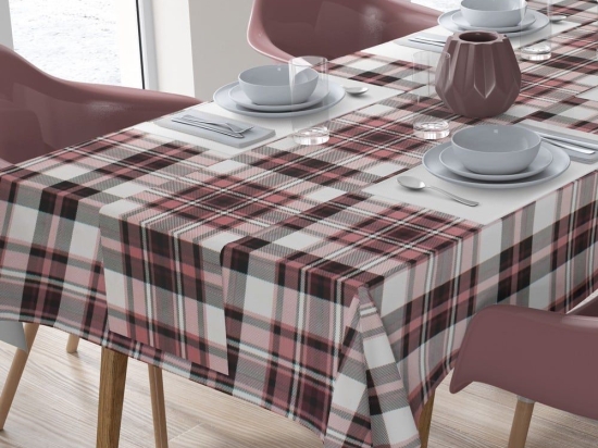 Τραπεζομάντηλο Με Τραβέρσα Tartan 494 (Σετ 2τμχ) Rotten Apple DimCol 140Χ140 140x140cm Βαμβάκι-Πολυέστερ