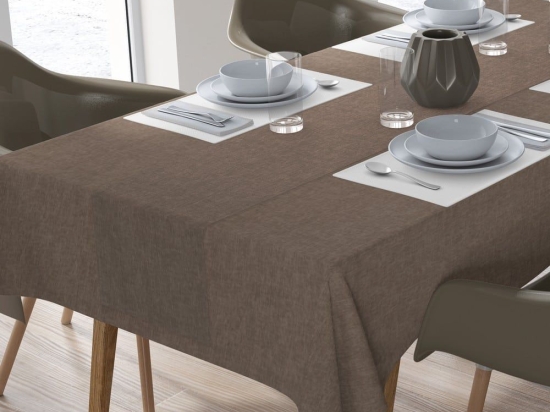 Τραπεζομάντηλο Με Τραβέρσα Panama (Σετ 2τμχ) Beige DimCol 140Χ220 140x220cm Βαμβάκι-Πολυέστερ