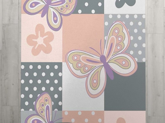 Χαλί Παιδικό Butterfly 286 Grey-Pink DimCol 135X200cm