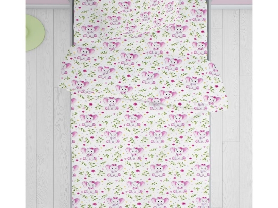 Πάπλωμα Παιδικό Elephant 173 White-Pink DimCol Μονό 160x240cm 100% Βαμβάκι