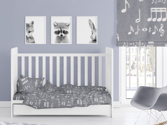 Παπλωματοθήκη Βρεφική Πεντάγραμμο 445 Grey DimCol 120x160cm Βαμβάκι-Πολυέστερ