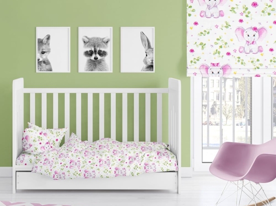 Σεντόνι Βρεφικό Elephant 173 White-Pink DimCol Λίκνου 80x110cm 100% Βαμβάκι