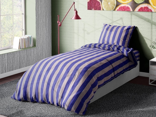 Σεντόνια Stripes 157 (Σετ 2τμχ) Purple-Grey DimCol Μονό 160x240cm 100% Βαμβάκι