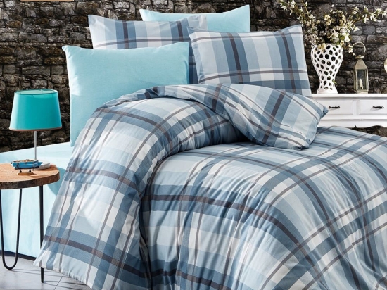 Σεντόνια Εκάβη 421 (Σετ 4τμχ) Sky Blue DimCol Υπέρδιπλo 220x240cm Βαμβάκι-Πολυέστερ