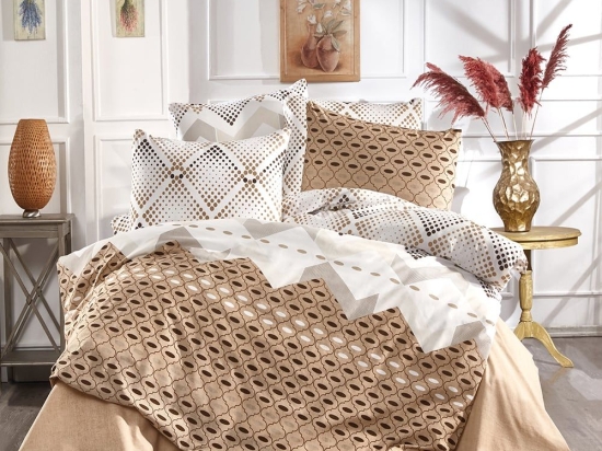 Σεντόνια Καλυψώ 430 (Σετ 4τμχ) Beige DimCol Υπέρδιπλο 220x240cm Βαμβάκι-Πολυέστερ