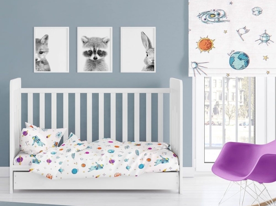 Πάπλωμα Βρεφικό Space 188 White-Multi DimCol 120x160cm 100% Βαμβάκι