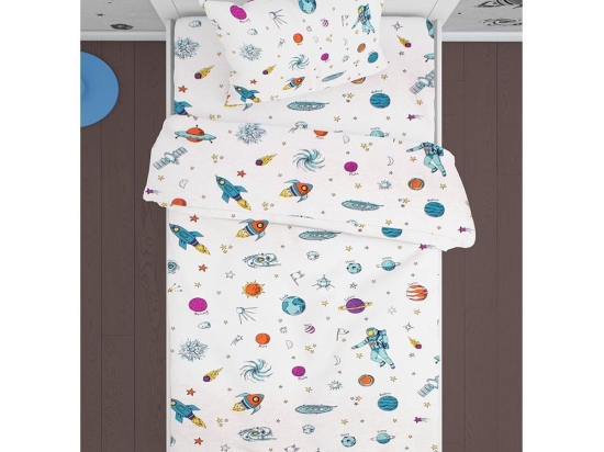 Μαξιλαροθήκη Παιδική Space 188 White-Multi DimCol 50Χ70 100% Βαμβάκι