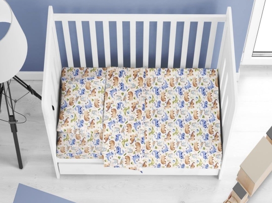 Παπλωματοθήκη Βρεφική Dinosaur 517 Sky Blue DimCol 120x160cm 100% Βαμβάκι