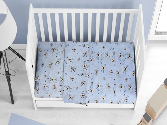 Παπλωματοθήκη Βρεφική Football 521 Sky Blue DimCol 120x160cm 100% Βαμβάκι