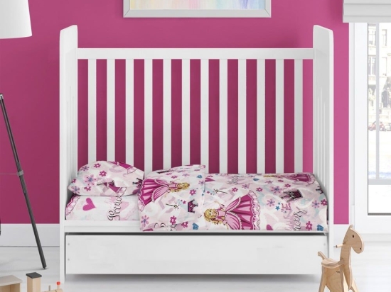 Κατωσέντονο Βρεφικό Με Λάστιχο Princess 390 Pink DimCol Κούνιας 70x155cm Βαμβάκι-Πολυέστερ