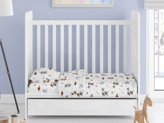 Σεντόνι Βρεφικό Wild West 540 Sky Blue DimCol Λίκνου 80x110cm 100% Βαμβάκι