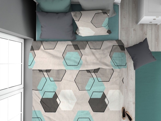 Μαξιλαροθήκη Hexagon 395 Grey DimCol 50Χ70 Βαμβάκι-Πολυέστερ