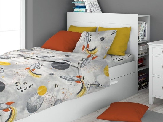 Μαξιλαροθήκη Παιδική Spaceship 187 Grey DimCol 35X45 100% Βαμβάκι