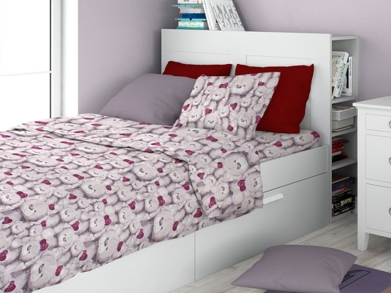 Μαξιλαροθήκη Παιδική Teddy Bear 536 Purple DimCol 35X45 100% Βαμβάκι