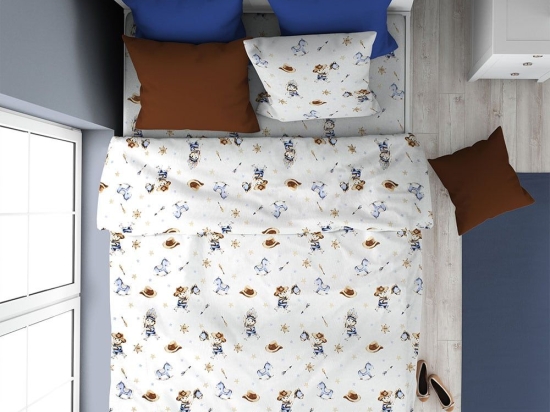 Πάπλωμα Παιδικό Wild West 540 Sky Blue DimCol Μονό 160x240cm 100% Βαμβάκι