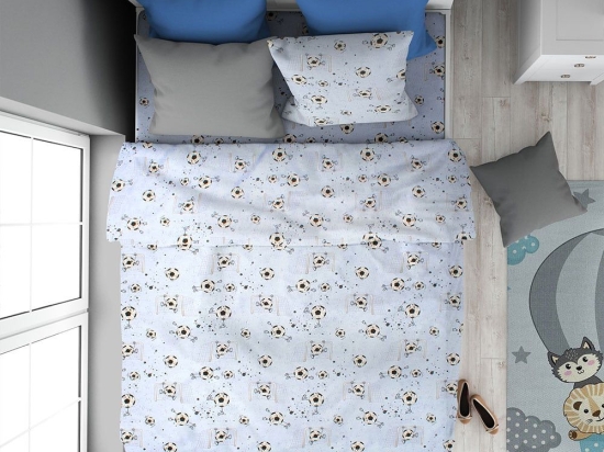 Παπλωματοθήκη Παιδική Football 521 Sky Blue DimCol Μονό 160x240cm 100% Βαμβάκι