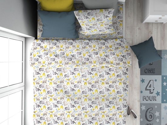Σεντόνι Παιδικό Dinosaur 516 (Σετ 2τμχ) Grey DimCol Μονό 160x240cm 100% Βαμβάκι