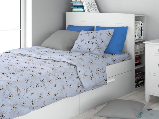 Σεντόνι Παιδικό Football 521 (Σετ 2τμχ) Sky Blue DimCol Μονό 160x240cm 100% Βαμβάκι