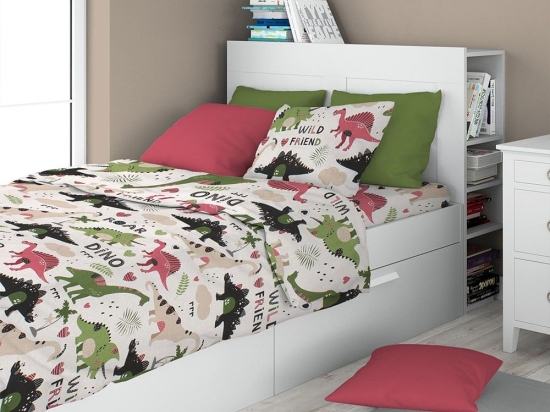 Σεντόνια Παιδικά Dinosaur 518 (Σετ 3τμχ) Multi DimCol Μονό 160x240cm 100% Βαμβάκι