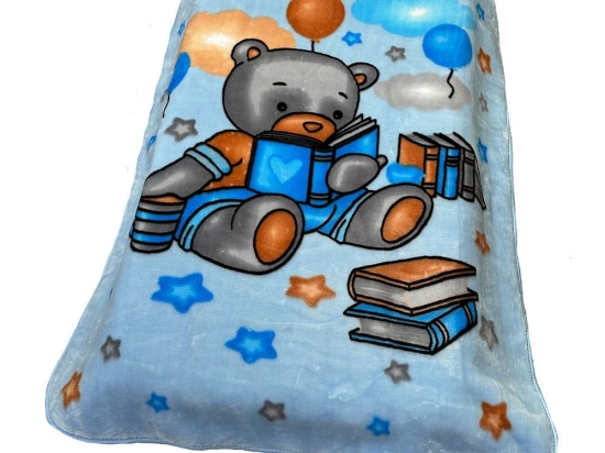 Κουβέρτα Βρεφική Βελουτέ Studying Bear 36 Baby Blue DimCol Κούνιας 110x140cm Πολυέστερ