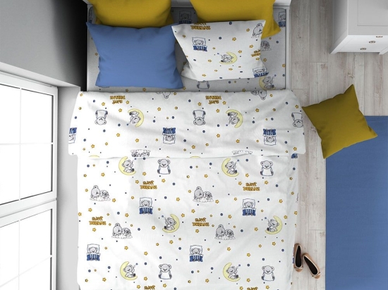 Σεντόνια Παιδικά Sweet Dreams (Σετ 2τμχ) 554 White-Sky Blue DimCol Μονό 160x240cm 100% Βαμβάκι